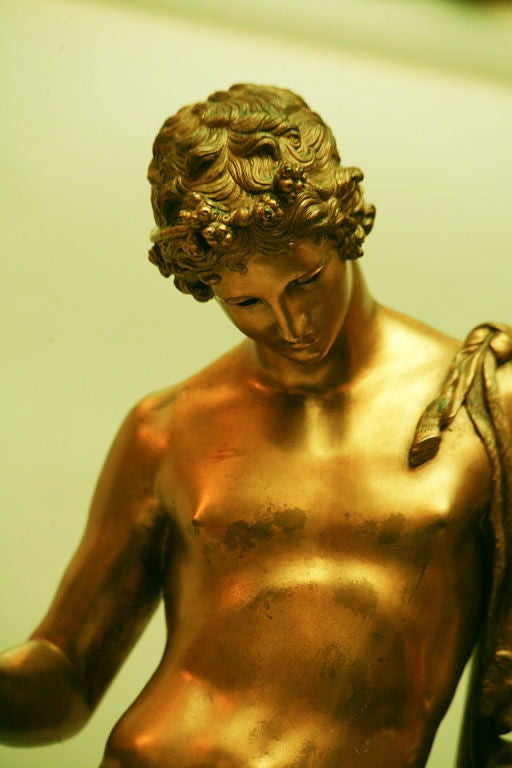 19th Century Gilt Bronze Statue Of Narcissus
