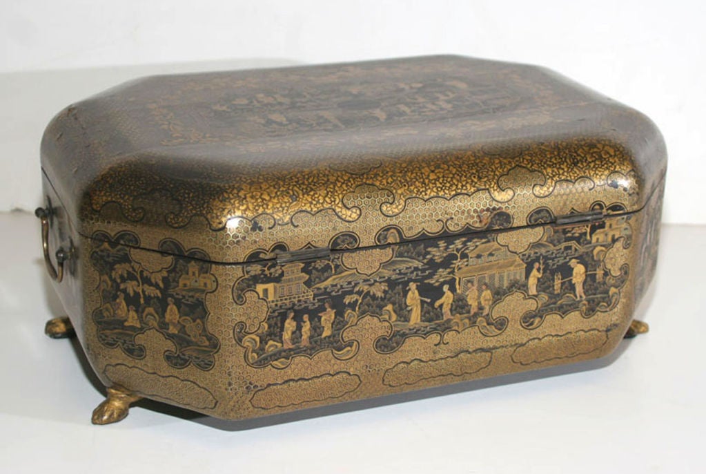 Chinese A GILT-LACQUER SEWING-WORKBOX. CHINESE, CIRCA 1840