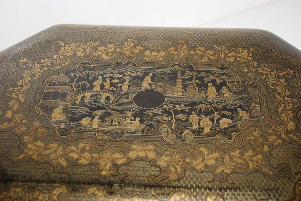 19th Century A GILT-LACQUER SEWING-WORKBOX. CHINESE, CIRCA 1840