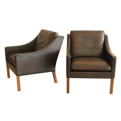 Pair of  Børge Mogensen Leather Armchairs