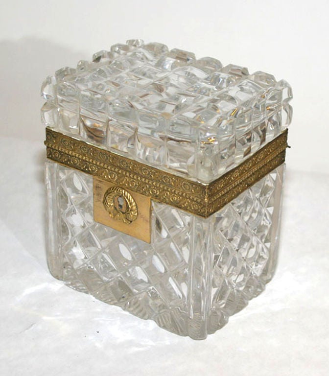 A CHARLES X CUT GLASS BOX.  FRENCH, CIRCA 1925