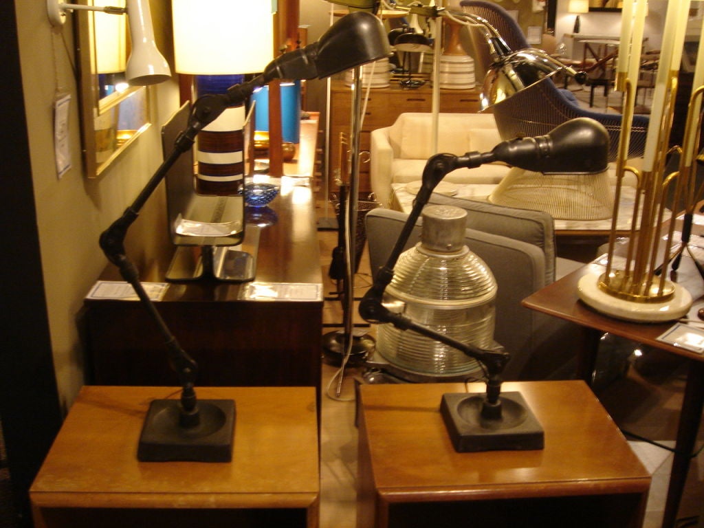 Mid-20th Century Pair of Industrial Table Lamps by Fostoria For Sale