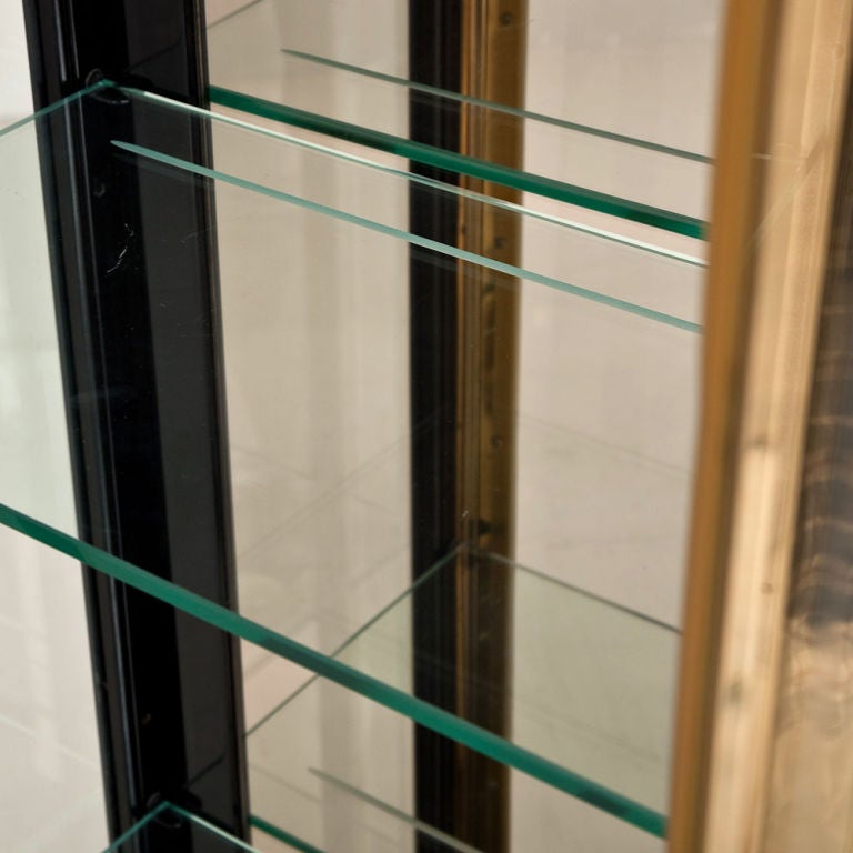 American A Single Black Lacquered and Glazed Display Cabinet by Henredon