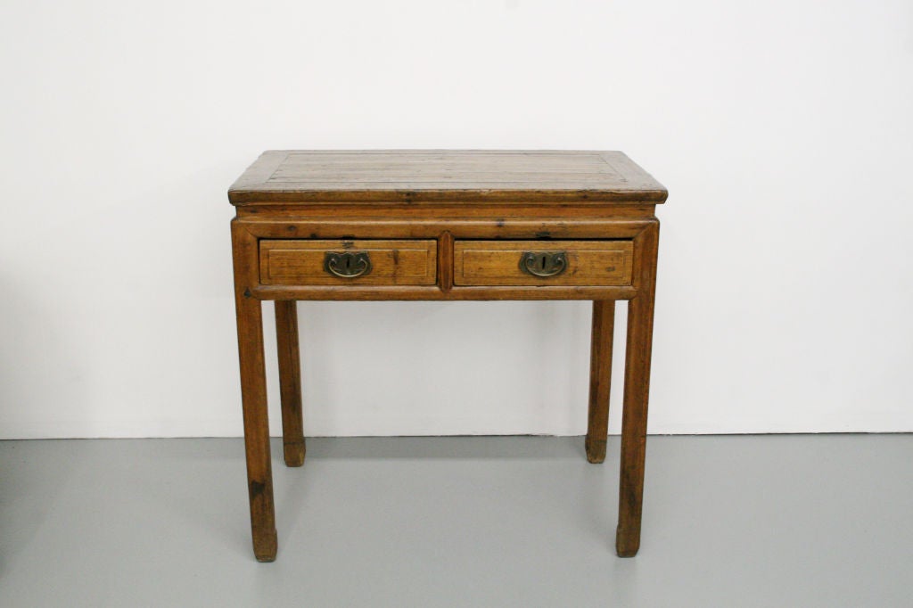Chinese c. 1880 Asian Fir Table w/ Drawers For Sale