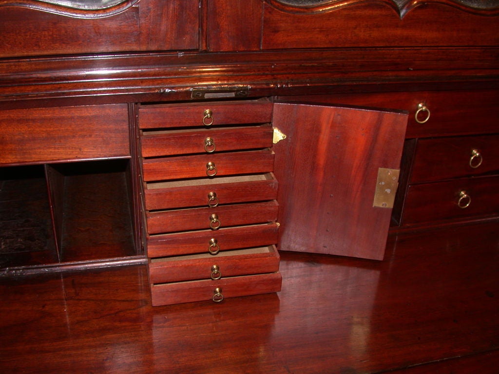 Mahogany A very fine George II mahogany bureau bookcase, c.1750
