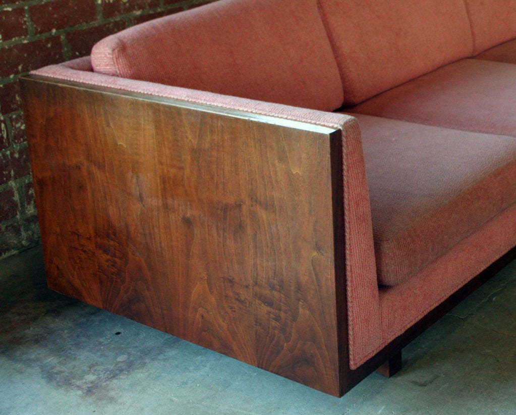 20th Century Massive Four Seat Walnut Sided Sofa by Milo Baughman