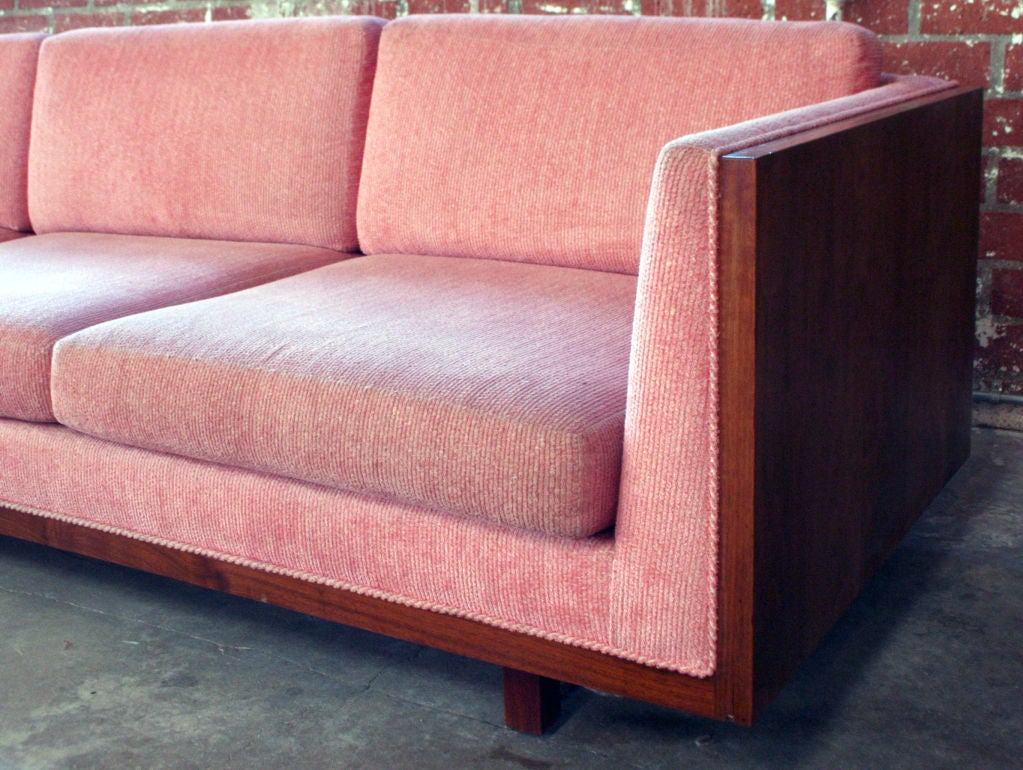 Massive Four Seat Walnut Sided Sofa by Milo Baughman 2