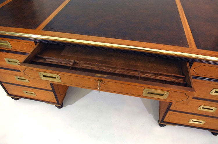 Mid-20th Century Exquisite Baker Far East Collection Campaign Partners Desk