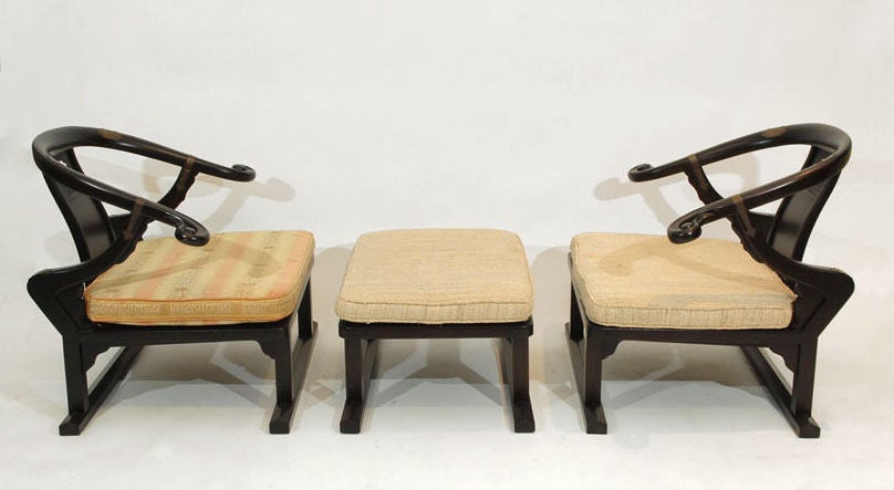 American Michael Taylor designed Asian Ming Lounge Chairs by Baker