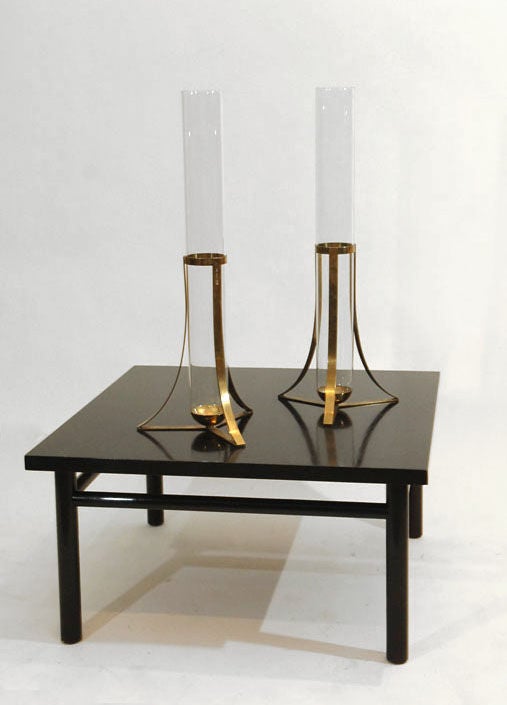Pair of Large Brass and Glass Vases by Gabriela Crespi 4