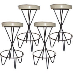 Vintage Four Mid Century iron Bar Stools