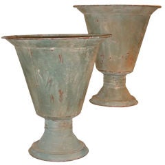 Pair of large French Tole Planters Antique Pair of large French Tole Planters