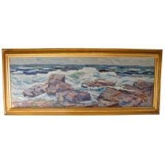 Mid Century  Painting of Breakers
