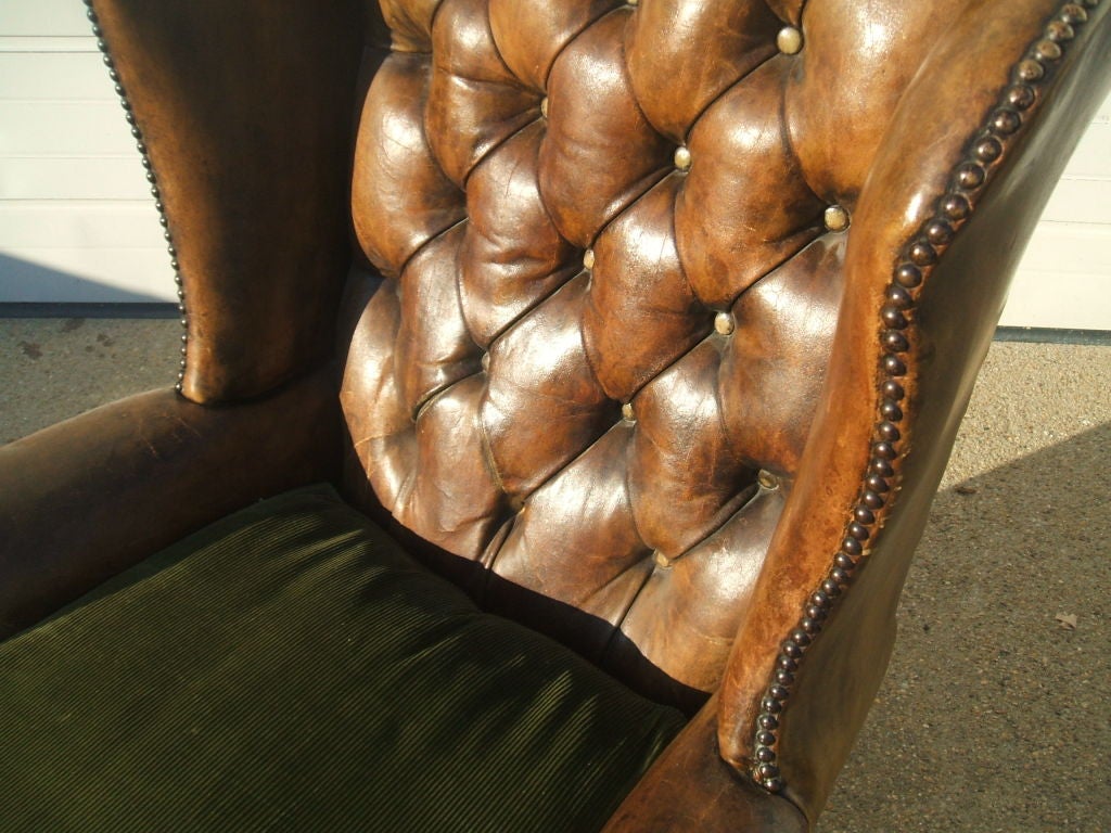 Late 19th C English Leather Wing Chair 2