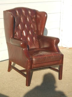 Antique Leather Wingback Chair