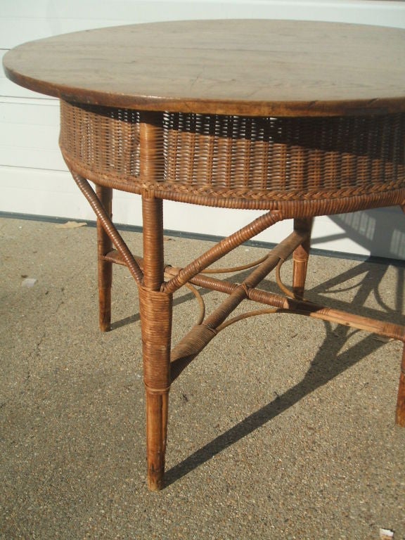 French Side table with Cane Base at 1stDibs