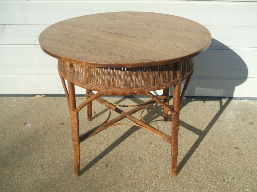French Side table with Cane Base