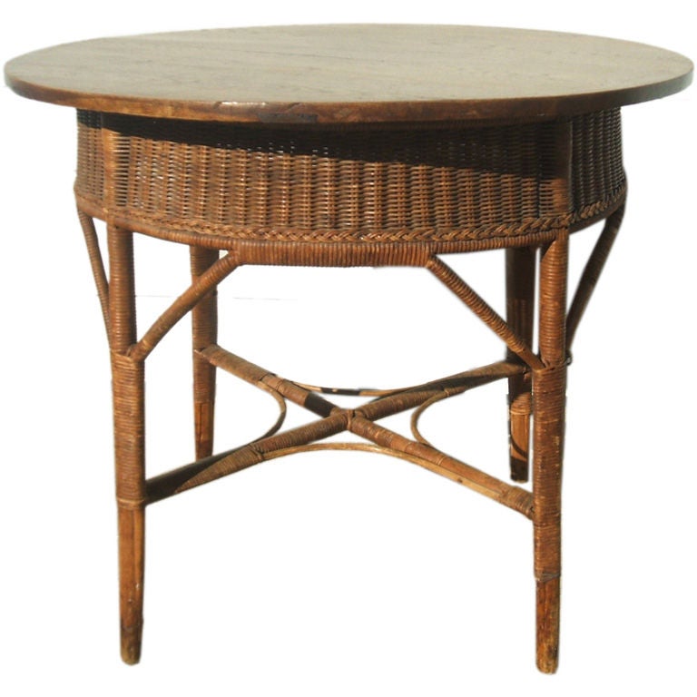 French Side table with Cane Base at 1stDibs