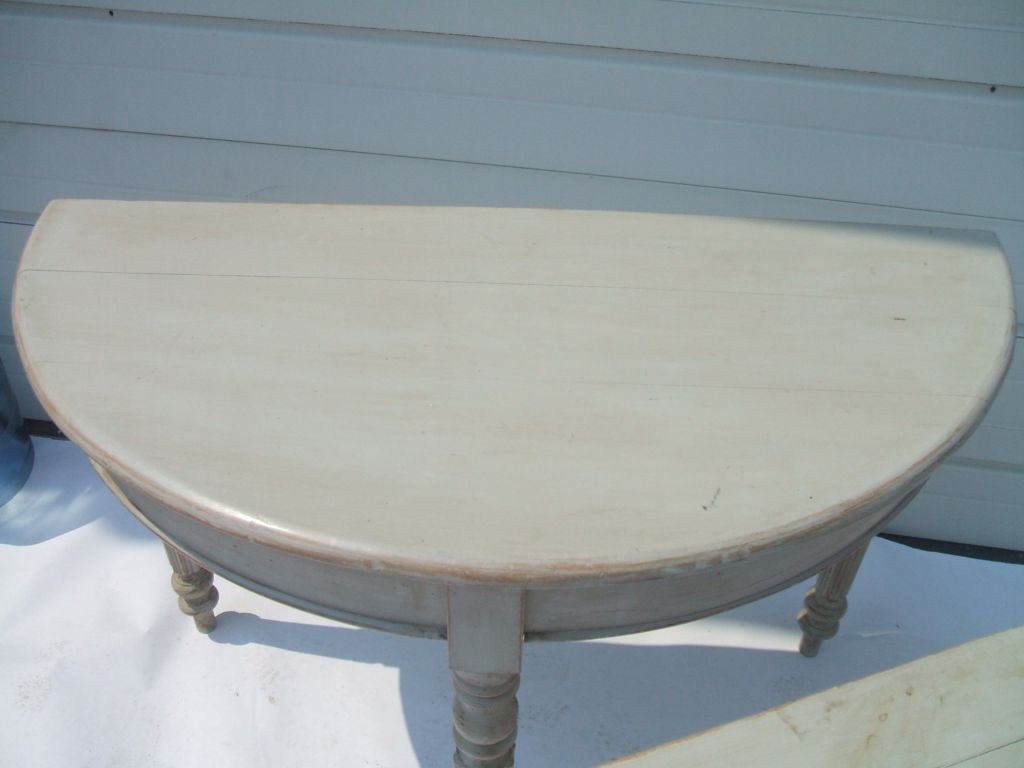 Mid-20th Century Pair of antique painted demi lune tables