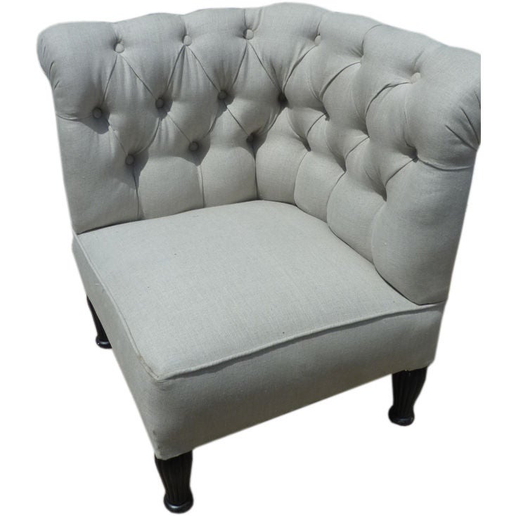 Upholstered Corner Occasional Seat For Sale