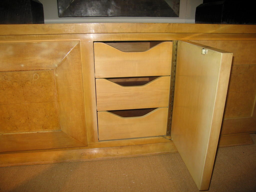 Mid-Century Burled Maple Credenza