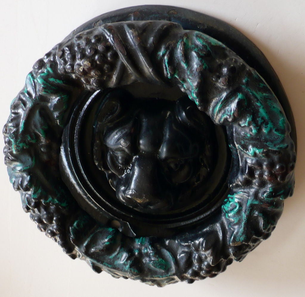 19th Century Large Round Dog Face Door Knocker