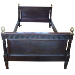 Antique Great Mahogany Day Bed with Brass Finials