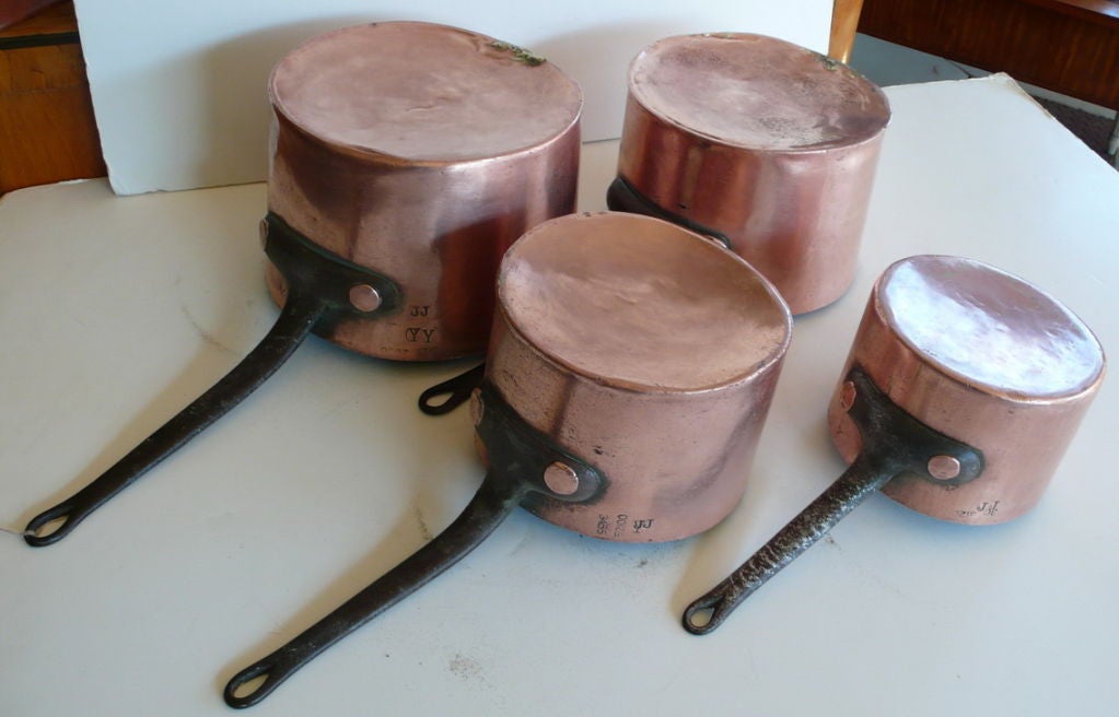 Set of 4 Copper Cook Pots