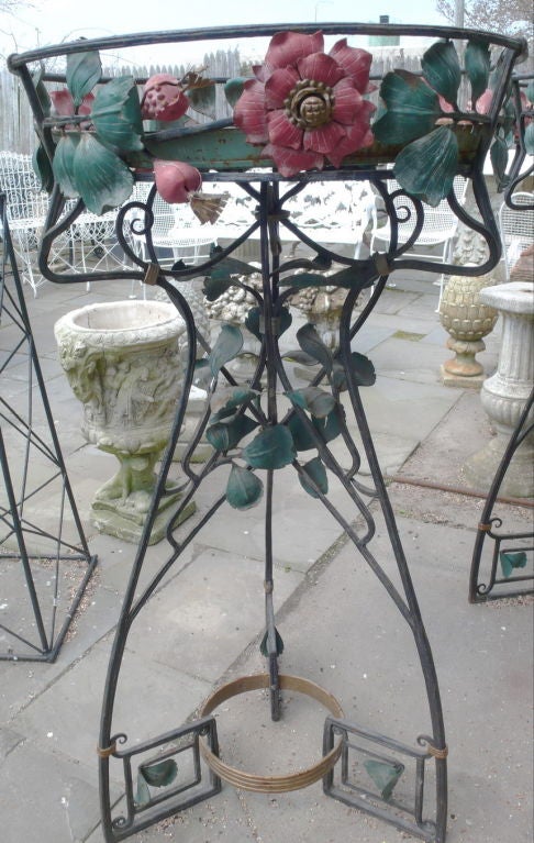 19th Century Beautiful Pair of Tall Tole    Plant Stands