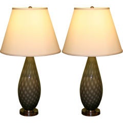 Pair on Murano Grey Table Lamps