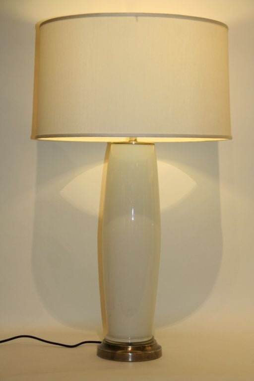 Elegant Pair of  White Murano Lamps