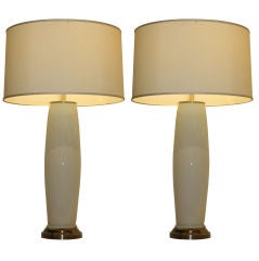 Elegant Pair of  White Murano Lamps