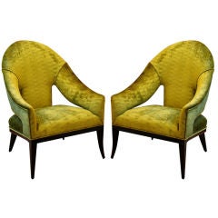 Sleek Pair of  Italian Armchairs