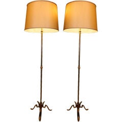 Elegant Pair of Bronze Floor Lamps