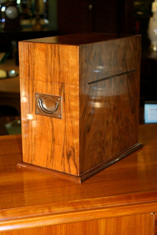 French English Walnut Liquor Box with Decanters