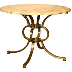 Handsome Steel End Table with Marble Top