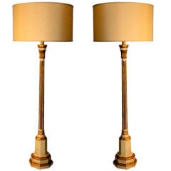 Pair of Gilt Wood Floor Lamps