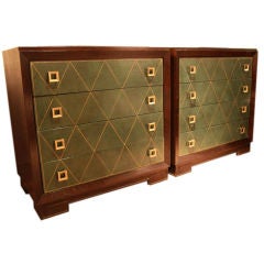 1940's cabinets w/gold tooled harlequin design on leather fronts