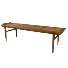 Walnut Bench With Inset Cane Seat  by Michael Taylor