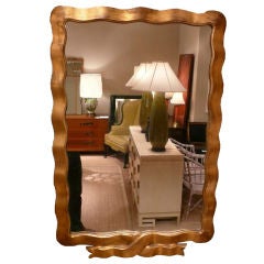 Large Gold Leaf Mirror w/ Ribbon