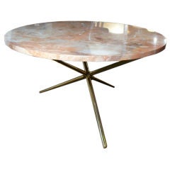 Solid Brass Tripod Table w/ Marble Top Solid Brass Tripod Table w/ Marble Top