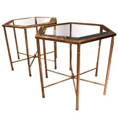 Pair of brass and glass occasional table by Mastercraft