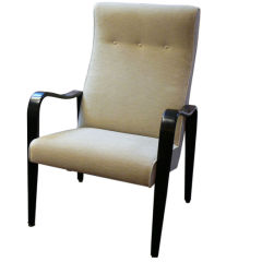 High Back Black Lacquered Arm Chair in the style of Thonet