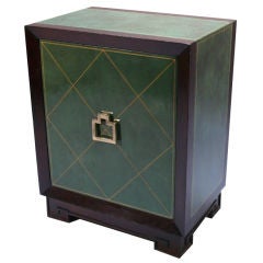 Oak Cabinet with Green Leather 
Gold Toole Detailing