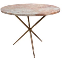 Solid Brass Tripod Table w/ Marble Top