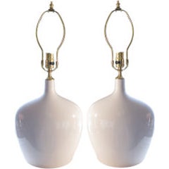 Pair of 1960's glazed ceramic vases with lamp application 8