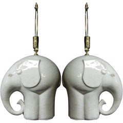 Pair of ceramic 1960's elephants with lamp application.