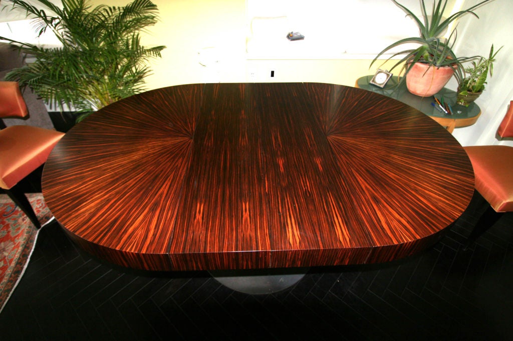 An estate french style Zebra wood dining Table one of a kind at 1stDibs