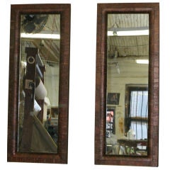 Pair of Tall Unusual Red Birch Framed Full Length Mirrors 12
