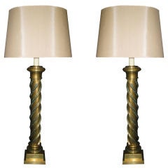 A Pair of Brass table lamps. 8